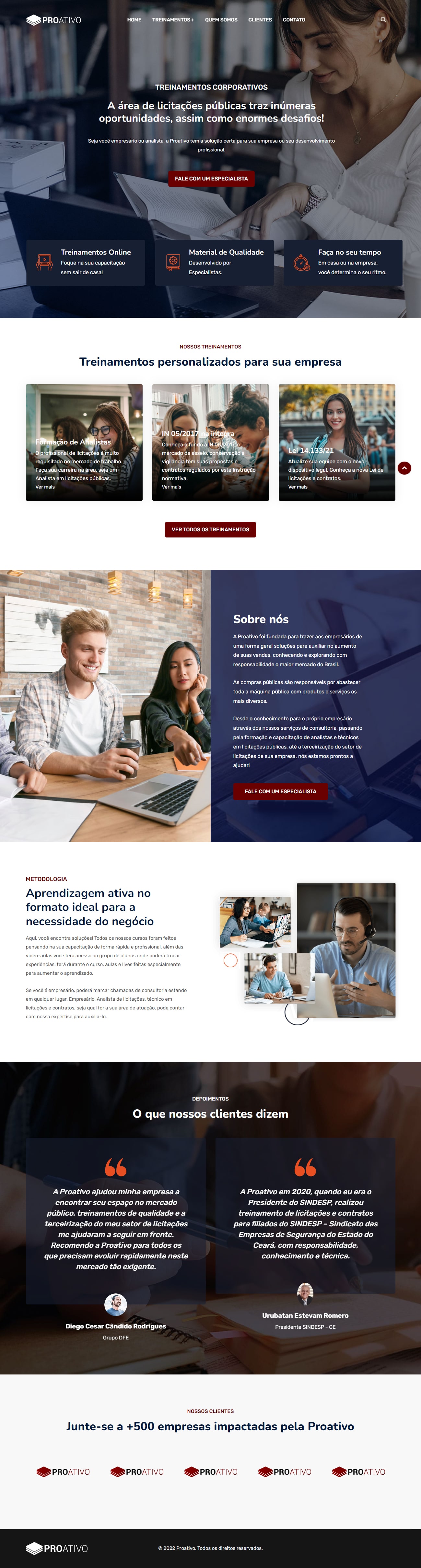 Apresentação do projeto Proativo - Treinamentos Corporativos